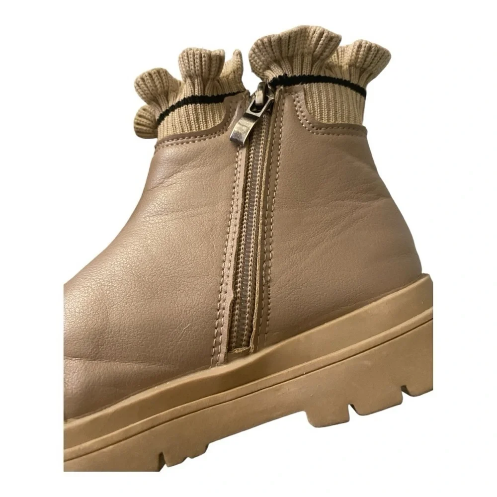 GIRLS BOOTIES-BOUTIQUE-TAN ANKLE BOOTS-SIZE GIRLS 11